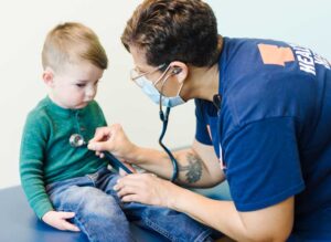 this little boy having his heart checked benefits from pediatric chd collaborative
