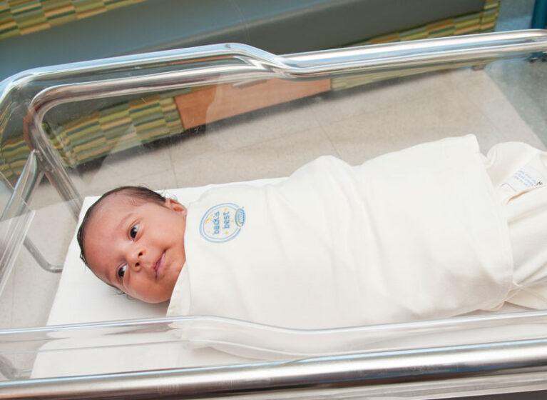 This infant is protected against SIDS, guidelines UVA Health pediatricians helped develop.